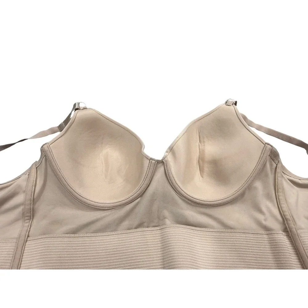 Victoria's Secret PINK Beige Longline Underwire Molded Cup‎ Bra 36C Nude Bustier
